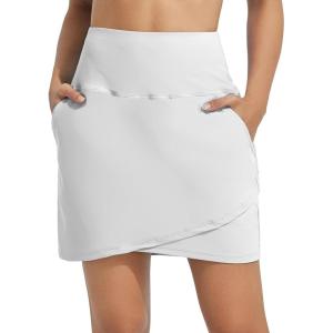 imagebaleaf Womens 2025 17quot Swim Skirt Bottoms High Waisted Modest Bathing Suit Skirt Tummy Control Swim BottomsStar White 17 B