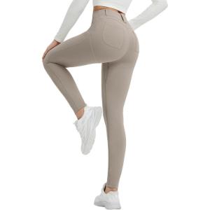imagebaleaf Womens Fleece Lined Leggings 4 Pockets Warm Thermal Winter Insulated Petite Pants Snow Cold GearBrown