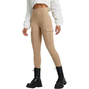 imagebaleaf Womens Fleece Lined Pants Hiking Cargo Pants Pockets Water Resistant Thermal Warm Insulated TightsBrown