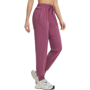 imagebaleaf Womens Joggers Running Hiking Pants with Zipper Pockets Lightweight Athletic Sweatpants Workout Jogging TravelRose Red
