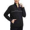 imagebaleaf Womens Fleece Golf Pullover Water Resistant Half Zip Running Jacket Thermal Shirts Winter Cold Weather GearBlack