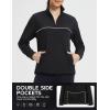 imagebaleaf Womens Fleece Golf Pullover Water Resistant Half Zip Running Jacket Thermal Shirts Winter Cold Weather GearBlack