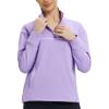 imagebaleaf Womens Fleece Golf Pullover Water Resistant Half Zip Running Jacket Thermal Shirts Winter Cold Weather GearLight Purple