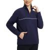 imagebaleaf Womens Fleece Golf Pullover Water Resistant Half Zip Running Jacket Thermal Shirts Winter Cold Weather GearNavy Blue