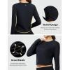 imagebaleaf Womens Long Sleeve Crop Workout Tops Soft Athletic Running Gym Shirts Casual Quick Dry TShirt with Thumb HolesBlack