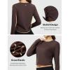 imagebaleaf Womens Long Sleeve Crop Workout Tops Soft Athletic Running Gym Shirts Casual Quick Dry TShirt with Thumb HolesDark Brown