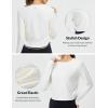 imagebaleaf Womens Long Sleeve Crop Workout Tops Soft Athletic Running Gym Shirts Casual Quick Dry TShirt with Thumb HolesWhite