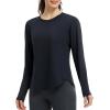 imagebaleaf Womens Long Sleeve Workout Athletic Shirts Lightweight Stretchy Running Yoga Tops with Cross Hem Thumb LoopBlack