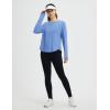 imagebaleaf Womens Long Sleeve Workout Athletic Shirts Lightweight Stretchy Running Yoga Tops with Cross Hem Thumb LoopLight Blue