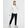 imagebaleaf Womens Long Sleeve Workout Athletic Shirts Lightweight Stretchy Running Yoga Tops with Cross Hem Thumb LoopWhite