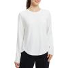 imagebaleaf Womens Long Sleeve Workout Athletic Shirts Lightweight Stretchy Running Yoga Tops with Cross Hem Thumb LoopWhite