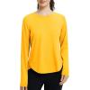 imagebaleaf Womens Long Sleeve Workout Athletic Shirts Lightweight Stretchy Running Yoga Tops with Cross Hem Thumb LoopYellow