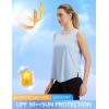 imagebaleaf Womens Sleeveless Workout Tops Athletic Racerback Tank Top High Neck Yoga Running Shirts Loose Fit Gym TennisLight Blue