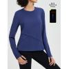 imagebaleaf Womens Thermal Tops Long Sleeve Fleece Running Shirts Thumbhole Cold Weather Winter Gear Workout Base LayerNavy Blue