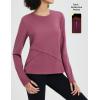 imagebaleaf Womens Thermal Tops Long Sleeve Fleece Running Shirts Thumbhole Cold Weather Winter Gear Workout Base LayerRose Red