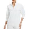 imagebaleaf Womens Fleece Golf Pullover Water Resistant Half Zip Running Jacket Thermal Shirts Winter Cold Weather GearStar White