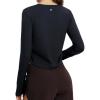 imagebaleaf Womens Long Sleeve Crop Workout Tops Soft Athletic Running Gym Shirts Casual Quick Dry TShirt with Thumb HolesBlack