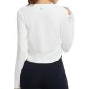 imagebaleaf Womens Long Sleeve Crop Workout Tops Soft Athletic Running Gym Shirts Casual Quick Dry TShirt with Thumb HolesWhite