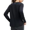 imagebaleaf Womens Long Sleeve Workout Athletic Shirts Lightweight Stretchy Running Yoga Tops with Cross Hem Thumb LoopBlack