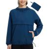 imagebaleaf Womens Rain Jacket 14 Packable Lightweight Windbreaker WaterResistant Pullover Jackets with Hood Hiking TravelNavy Blue