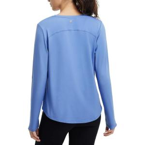 imagebaleaf Womens Long Sleeve Workout Athletic Shirts Lightweight Stretchy Running Yoga Tops with Cross Hem Thumb LoopLight Blue