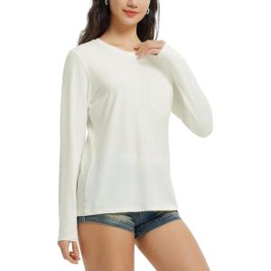 imagebaleaf Womens Long Sleeve Workout Shirts for Women Active Tops Soft Activewear Moisture Wicking Running Clothes TravelWhite
