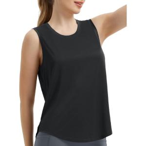 imagebaleaf Womens Sleeveless Workout Tops Athletic Racerback Tank Top High Neck Yoga Running Shirts Loose Fit Gym TennisBlack