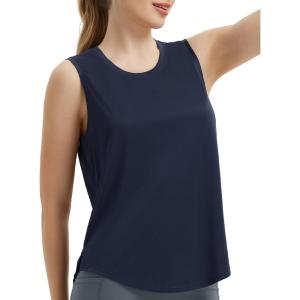 imagebaleaf Womens Sleeveless Workout Tops Athletic Racerback Tank Top High Neck Yoga Running Shirts Loose Fit Gym TennisClassic Navy