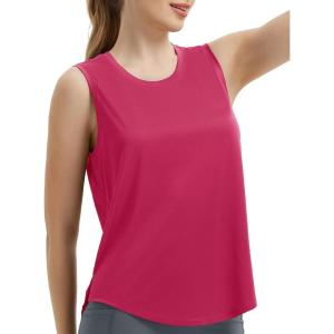imagebaleaf Womens Sleeveless Workout Tops Athletic Racerback Tank Top High Neck Yoga Running Shirts Loose Fit Gym TennisRosy