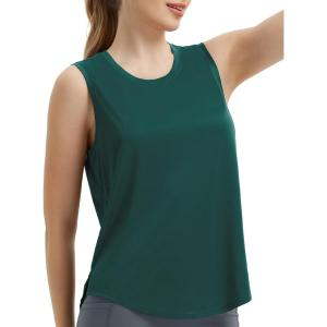 imagebaleaf Womens Sleeveless Workout Tops Athletic Racerback Tank Top High Neck Yoga Running Shirts Loose Fit Gym TennisTeal