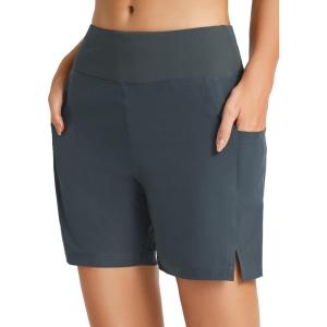 imagebaleaf Womens 3 5quot 7quot Quick Dry High Waisted Swim Board Shorts UPF 50 Swimsuit Bottom Trunks with LinerDark Grey