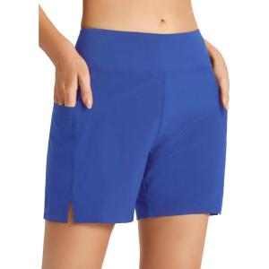 imagebaleaf Womens 3 5quot 7quot Quick Dry High Waisted Swim Board Shorts UPF 50 Swimsuit Bottom Trunks with LinerDazzling Blue