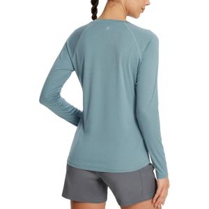imagebaleaf Womens UPF 50 Sun Shirts Long Sleeve UV Protection Rash Guard Lightweight Quick Dry SPF Hiking Tops Outdoor02heather Light Blue