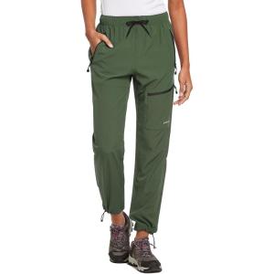 imagebaleaf Womens Hiking Pants Quick Dry Lightweight Water Resistant Elastic Waist Cargo Pants for All Seasons29army Green