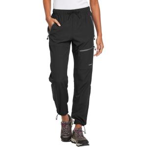 imagebaleaf Womens Hiking Pants Quick Dry Lightweight Water Resistant Elastic Waist Cargo Pants for All Seasons29black