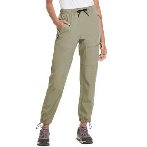 imagebaleaf Womens Hiking Pants Quick Dry Lightweight Water Resistant Elastic Waist Cargo Pants for All Seasons29light Green