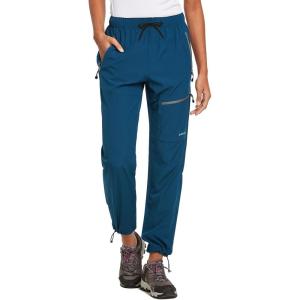 imagebaleaf Womens Hiking Pants Quick Dry Lightweight Water Resistant Elastic Waist Cargo Pants for All Seasons29navy Blue