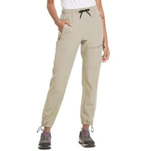 imagebaleaf Womens Hiking Pants Quick Dry Lightweight Water Resistant Elastic Waist Cargo Pants for All Seasons29suntan