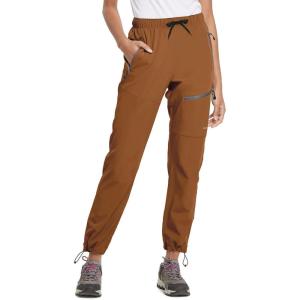 imagebaleaf Womens Hiking Pants Quick Dry Lightweight Water Resistant Elastic Waist Cargo Pants for All Seasons31caramel