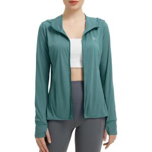 imagebaleaf Womens Sun Protection Jacket Hoodie Clothing Lightweight Long Sleeve Sun Cover Up ShirtHeather Dark Green