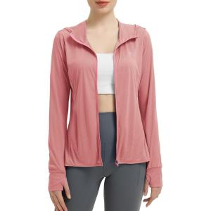 imagebaleaf Womens Sun Protection Jacket Hoodie Clothing Lightweight Long Sleeve Sun Cover Up ShirtHeather Orange