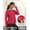 imagebaleaf Womens Long Sleeve Workout Tops Athletic Shirts Split Back Running Gym Quick Dry Sun Protection UPF 50Red