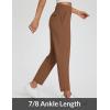imagebaleaf Womens Travel Pants Lightweight Stretch with Zipper Pockets Petite Ankle Dressy Golf Work Business Casual SlacksBrown