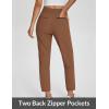 imagebaleaf Womens Travel Pants Lightweight Stretch with Zipper Pockets Petite Ankle Dressy Golf Work Business Casual SlacksBrown