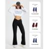 imagebaleaf Womens V Crossover Flare Leggings with Pockets Yoga Pants High Waist Casual Workout Gym Bell Bottom LeggingsBlack