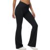 imagebaleaf Womens V Crossover Flare Leggings with Pockets Yoga Pants High Waist Casual Workout Gym Bell Bottom LeggingsBlack