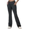 imagebaleaf Womens V Crossover Flare Leggings with Pockets Yoga Pants High Waist Casual Workout Gym Bell Bottom LeggingsDark Grey