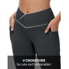 imagebaleaf Womens V Crossover Flare Leggings with Pockets Yoga Pants High Waist Casual Workout Gym Bell Bottom LeggingsDark Grey