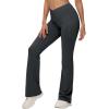 imagebaleaf Womens V Crossover Flare Leggings with Pockets Yoga Pants High Waist Casual Workout Gym Bell Bottom LeggingsDark Grey