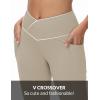 imagebaleaf Womens V Crossover Flare Leggings with Pockets Yoga Pants High Waist Casual Workout Gym Bell Bottom LeggingsKhaki